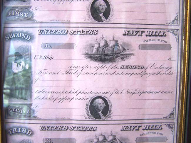 A Rare group of three Unissued U.S. NAVY Paymaster Checks circa 1858.